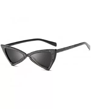 Retro Vintage Narrow Cat Eye Sunglasses for Women Crystal Shades Plastic Frame - Black - CS18CMRK08D $6.22 Cat Eye