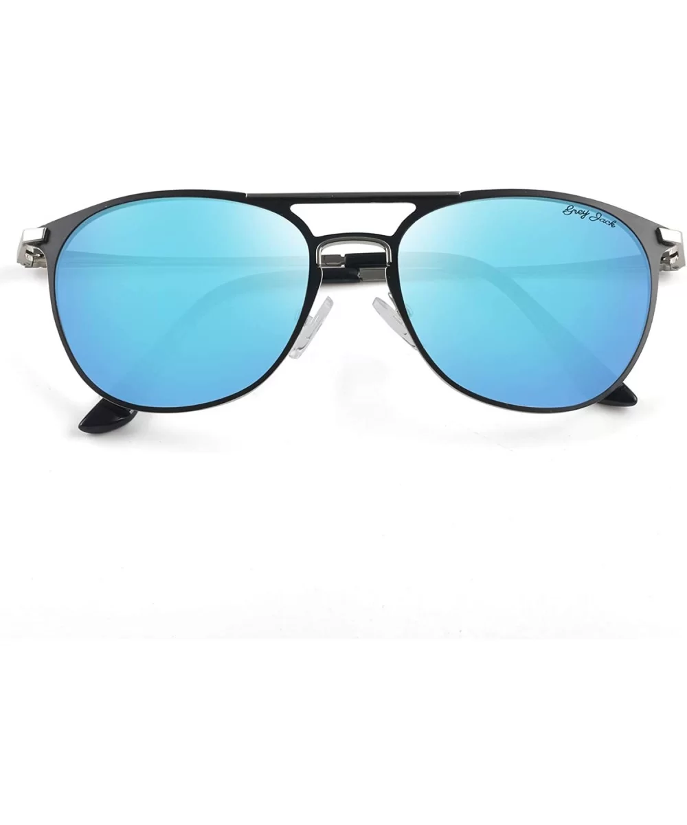 Vintage Polarized Sunglasses Round UV Protection for Men Women - Silver/Ice Blue Lens - C518SU0002N $19.36 Aviator