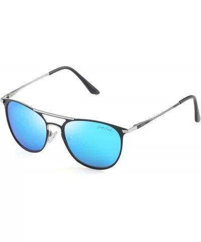 Vintage Polarized Sunglasses Round UV Protection for Men Women - Silver/Ice Blue Lens - C518SU0002N $19.36 Aviator