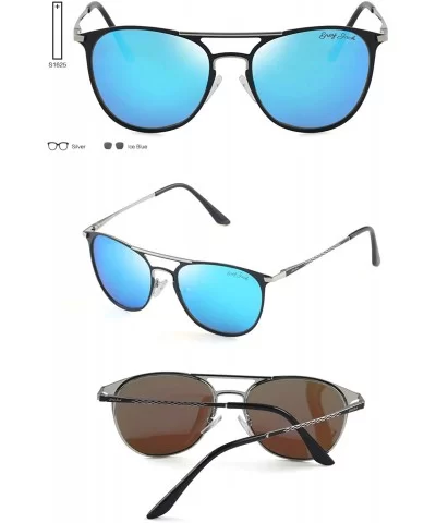 Vintage Polarized Sunglasses Round UV Protection for Men Women - Silver/Ice Blue Lens - C518SU0002N $19.36 Aviator