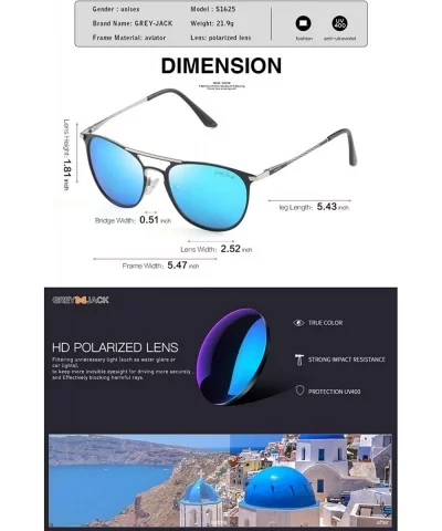 Vintage Polarized Sunglasses Round UV Protection for Men Women - Silver/Ice Blue Lens - C518SU0002N $19.36 Aviator