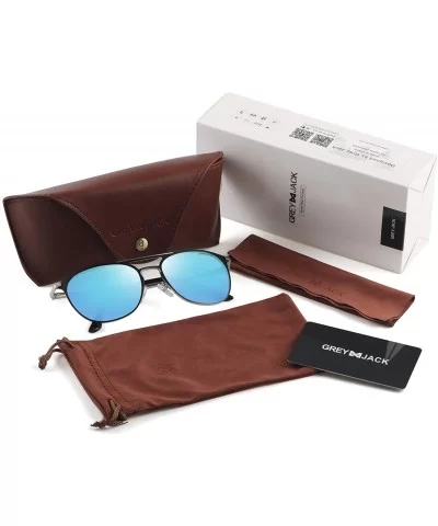 Vintage Polarized Sunglasses Round UV Protection for Men Women - Silver/Ice Blue Lens - C518SU0002N $19.36 Aviator