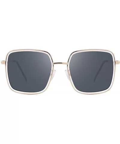 Stylish Square Oversized Sunglasses with 100% UV Protection for Women Men Classic Metal Frame Sun Glasses - CR18Z44QAD8 $13.3...