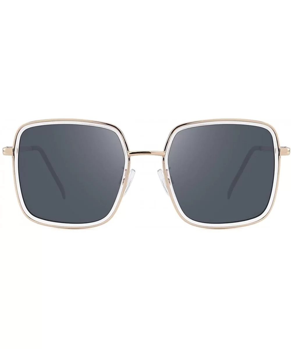 Stylish Square Oversized Sunglasses with 100% UV Protection for Women Men Classic Metal Frame Sun Glasses - CR18Z44QAD8 $13.3...