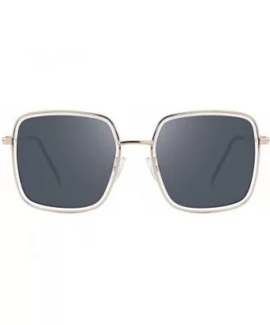 Stylish Square Oversized Sunglasses with 100% UV Protection for Women Men Classic Metal Frame Sun Glasses - CR18Z44QAD8 $13.3...