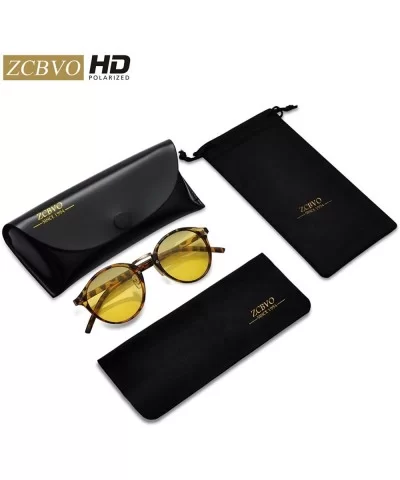 Night Vision Glasses Anti-glare Polarized Driving Sunglasses Round Sun Glasses for women&men - C4 - CE18E7CG94E $13.68 Aviator