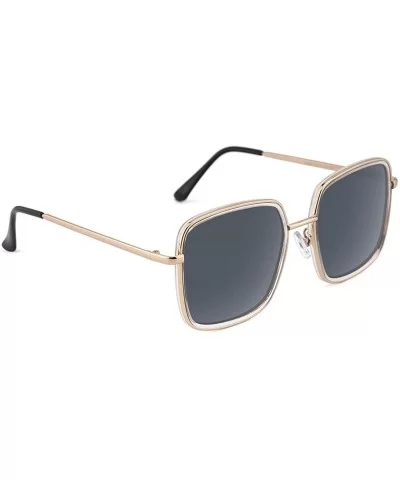 Stylish Square Oversized Sunglasses with 100% UV Protection for Women Men Classic Metal Frame Sun Glasses - CR18Z44QAD8 $13.3...