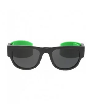 Portable Rubber Snap Arms Square Lens Foldable Horn Rimmed Sunglasses 53mm - Black-green / Smoke - C517YIW7W9C $7.86 Square