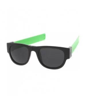 Portable Rubber Snap Arms Square Lens Foldable Horn Rimmed Sunglasses 53mm - Black-green / Smoke - C517YIW7W9C $7.86 Square