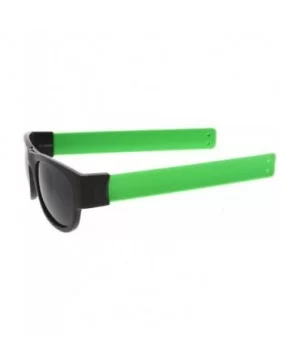 Portable Rubber Snap Arms Square Lens Foldable Horn Rimmed Sunglasses 53mm - Black-green / Smoke - C517YIW7W9C $7.86 Square