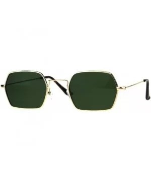 Rectangular Hexagon Shape Sunglasses Indie Style Thin Metal Frame - Gold (Green) - CW18053HM8Y $6.06 Rectangular