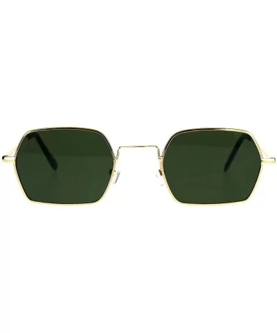 Rectangular Hexagon Shape Sunglasses Indie Style Thin Metal Frame - Gold (Green) - CW18053HM8Y $6.06 Rectangular