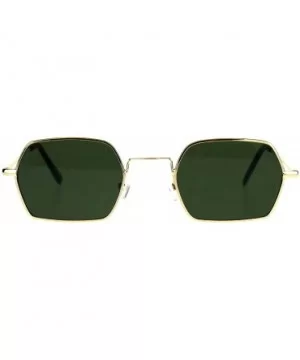 Rectangular Hexagon Shape Sunglasses Indie Style Thin Metal Frame - Gold (Green) - CW18053HM8Y $6.06 Rectangular