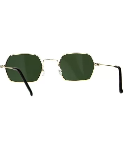 Rectangular Hexagon Shape Sunglasses Indie Style Thin Metal Frame - Gold (Green) - CW18053HM8Y $6.06 Rectangular