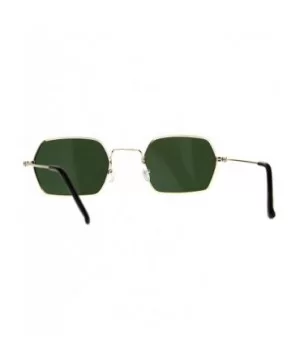 Rectangular Hexagon Shape Sunglasses Indie Style Thin Metal Frame - Gold (Green) - CW18053HM8Y $6.06 Rectangular