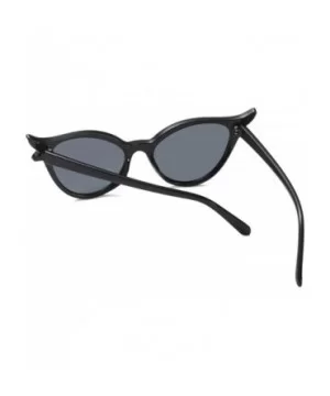 Women Vintage Retro Cat Eye Sunglasses Resin frame Oval Lens Mod Style - Bright Black - CN18DTSQYC4 $5.59 Oval