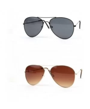 Classic Aviator Sunglasses P2162 - 2 Pcs Black-smoke Lens & Silver-gradientsmoke Lens - C211ZFAT2Z5 $20.15 Aviator