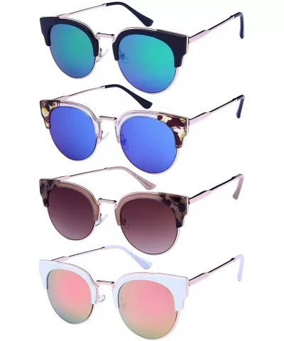 Womens Cat Eye Sunglasses w/Color Mirror Lens 32187-REV - Jelly Brown - CH12N5O0TZ4 $7.91 Cat Eye