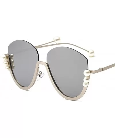 Retro Men Women Vintage Cat Sunglasses For Ladies Pearl Retro Sun Glasses Women Birthday Gift - Grey - CH18Q56TUUE $11.17 Oval