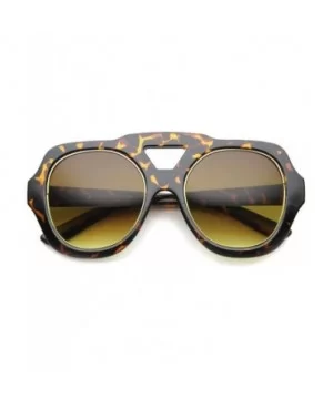 Womens High Fashion Bold Chunky Square Metal Plastic Frame Oversized Sunglasses - Shiny Tortoise-gold / Amber - C2124K963GN $...