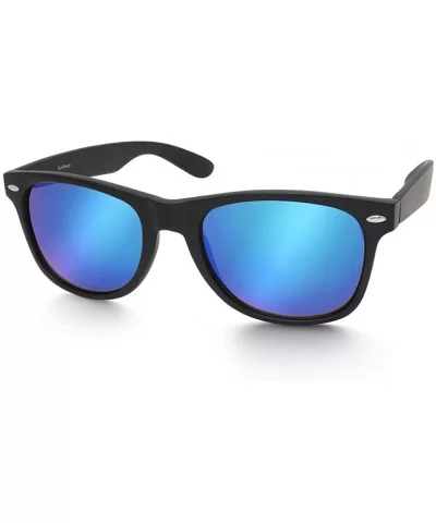 Vintage Sunglasses Mirrored Protection Lightweight - Blue Mirrored Black Frame - C0123L8KKTZ $8.08 Aviator