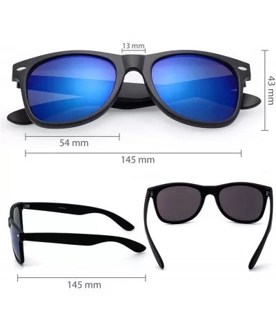 Vintage Sunglasses Mirrored Protection Lightweight - Blue Mirrored Black Frame - C0123L8KKTZ $8.08 Aviator