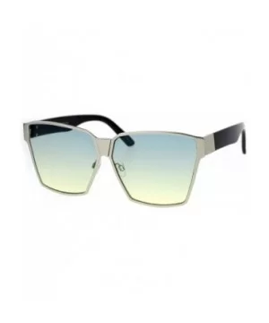 Womens Color Gradient Futurism Oversize Diva Squared Butterfly Sunglasses - Silver Green Yellow - CC12MY589LB $6.94 Oversized