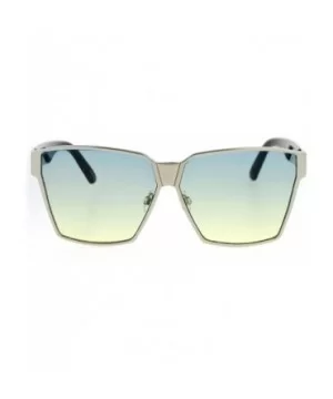 Womens Color Gradient Futurism Oversize Diva Squared Butterfly Sunglasses - Silver Green Yellow - CC12MY589LB $6.94 Oversized