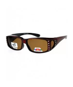 Womens Polarized Fit Over Glasses Sunglasses Rhinestone Rectangular Frame - Red - C5185X3954Y $7.34 Aviator