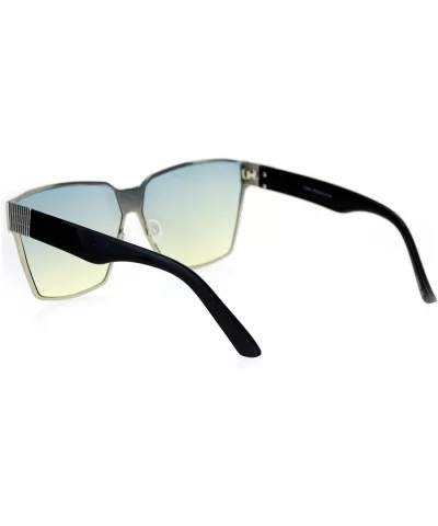 Womens Color Gradient Futurism Oversize Diva Squared Butterfly Sunglasses - Silver Green Yellow - CC12MY589LB $6.94 Oversized