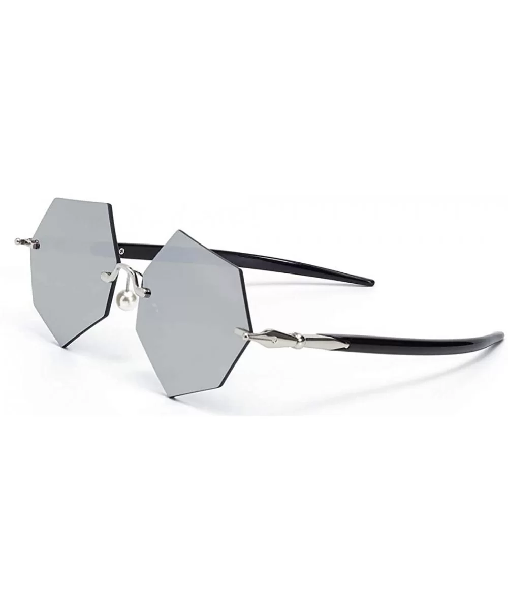 Hiker sunglasses- frameless right angle polygon fashion trend sunglasses - F - CS18S02UHX9 $33.60 Aviator