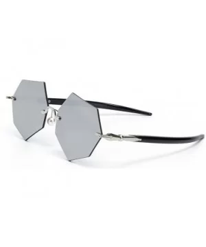 Hiker sunglasses- frameless right angle polygon fashion trend sunglasses - F - CS18S02UHX9 $33.60 Aviator