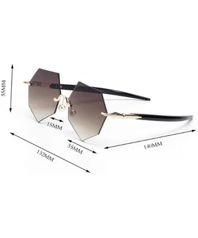 Hiker sunglasses- frameless right angle polygon fashion trend sunglasses - F - CS18S02UHX9 $33.60 Aviator