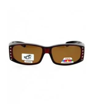 Womens Polarized Fit Over Glasses Sunglasses Rhinestone Rectangular Frame - Red - C5185X3954Y $7.34 Aviator