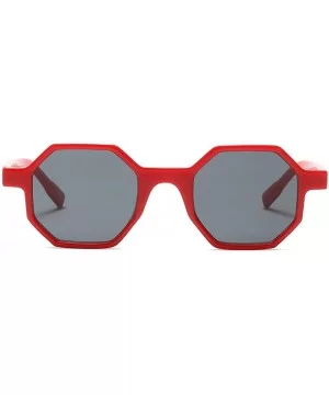 Hexagonal Sunglasses for Men Women Vintage Retro Plastic Octagon Geometric Frame - Red - CG18K23XZIK $10.66 Cat Eye