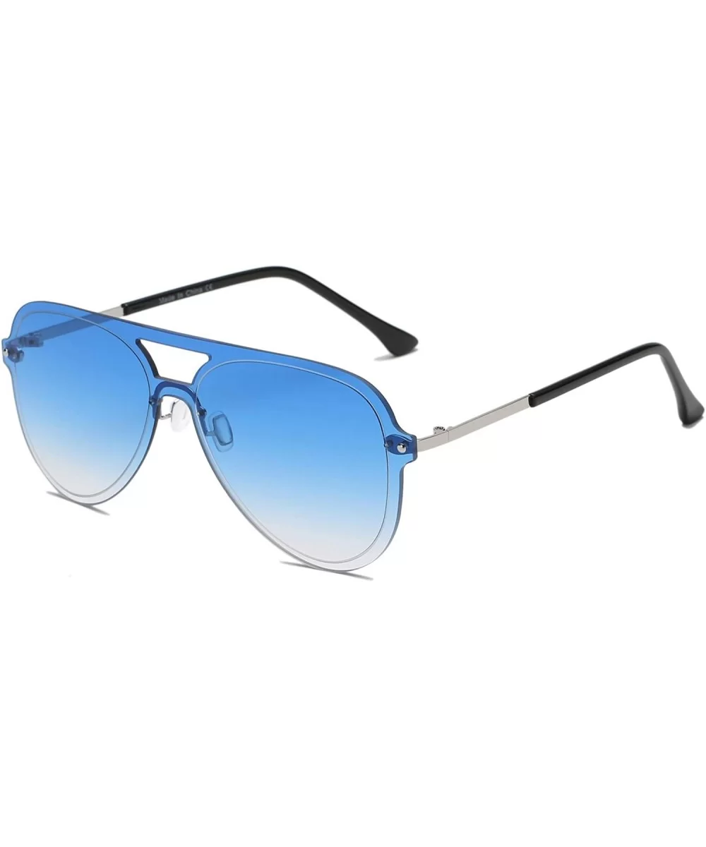 Unisex Fashion Classic Premium Oversized Aviator Sunglasses - Blue - CM18WQ6ZUTN $21.09 Aviator