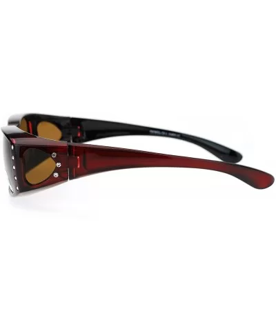 Womens Polarized Fit Over Glasses Sunglasses Rhinestone Rectangular Frame - Red - C5185X3954Y $7.34 Aviator