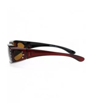 Womens Polarized Fit Over Glasses Sunglasses Rhinestone Rectangular Frame - Red - C5185X3954Y $7.34 Aviator