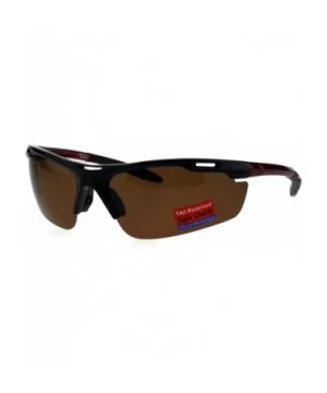 Polarized Antiglare Mens Runners Half Rim Sport Light Weight Sunglasses - Black Burgundy Brown - CX18G67ZLGD $11.64 Sport