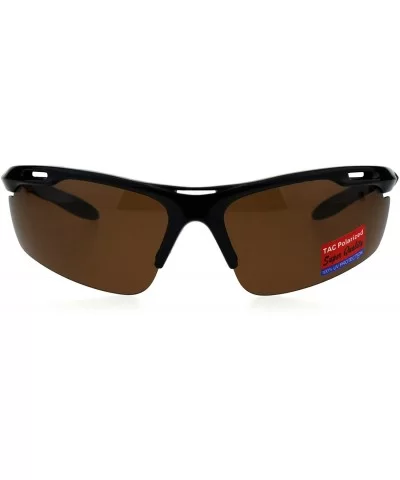 Polarized Antiglare Mens Runners Half Rim Sport Light Weight Sunglasses - Black Burgundy Brown - CX18G67ZLGD $11.64 Sport