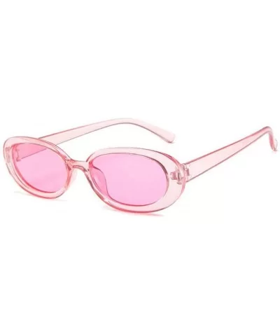 Women Fashion Unique Sun Glasses Oval Shape Frame Sunglasses Sunglasses - Pink - CU18QUQH3AT $9.19 Oval