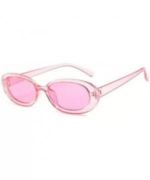 Women Fashion Unique Sun Glasses Oval Shape Frame Sunglasses Sunglasses - Pink - CU18QUQH3AT $9.19 Oval