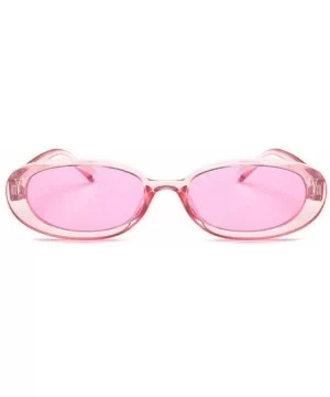 Women Fashion Unique Sun Glasses Oval Shape Frame Sunglasses Sunglasses - Pink - CU18QUQH3AT $9.19 Oval