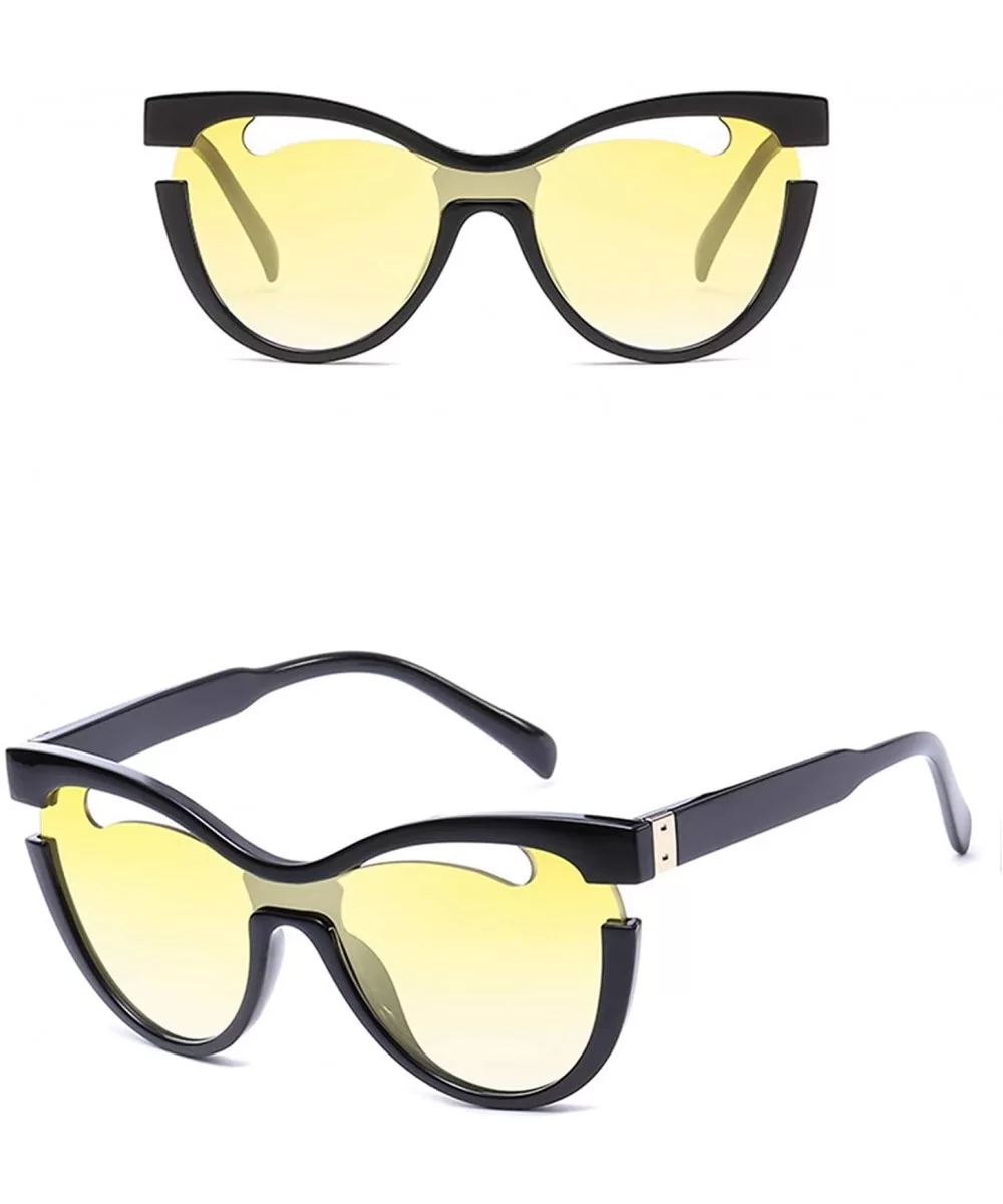 Polarized Sunglasses Protection Fashion Festival - Black Yellow - C918TQXL08S $14.77 Aviator