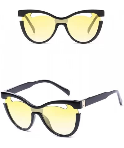 Polarized Sunglasses Protection Fashion Festival - Black Yellow - C918TQXL08S $14.77 Aviator