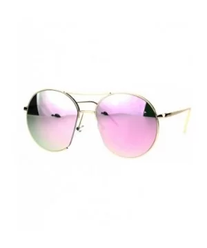 Womens Sunglasses Open Cut Circle Round Metal Frame Mirror Lens UV 400 - Gold (Pink Mirror) - CU186DTNYCT $10.26 Round