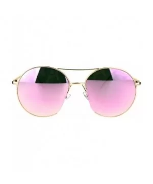 Womens Sunglasses Open Cut Circle Round Metal Frame Mirror Lens UV 400 - Gold (Pink Mirror) - CU186DTNYCT $10.26 Round