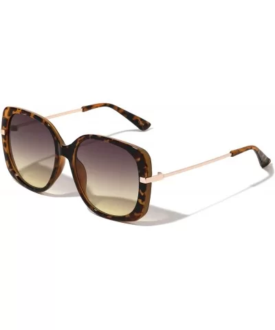 Thick Round Square Butterfly Sunglasses - Light Brown Demi - C3197463IA8 $8.03 Round