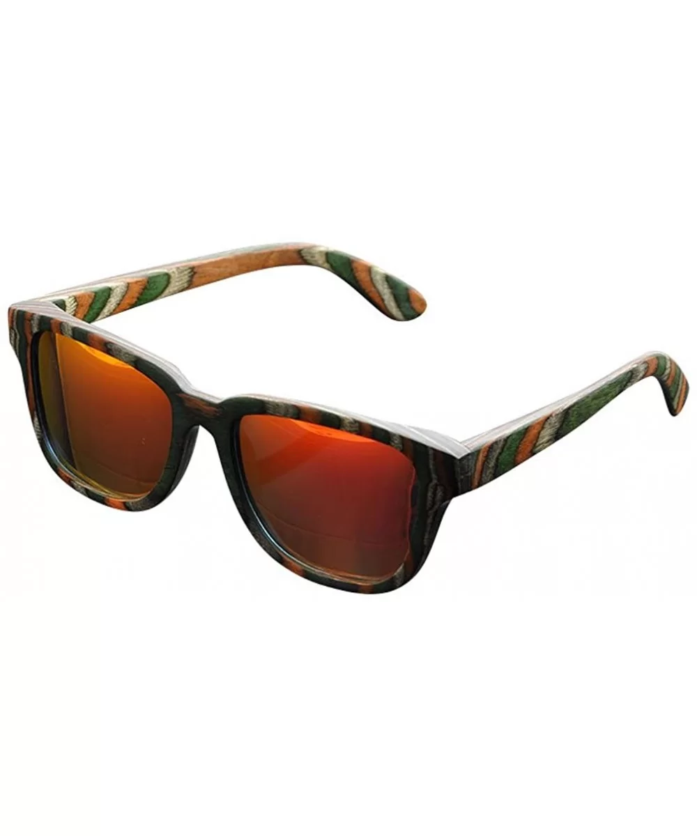 Multicolored Wood Sunglasses Nature Material Red Polarized Sunglases - CD124BPLU6T $45.87 Goggle