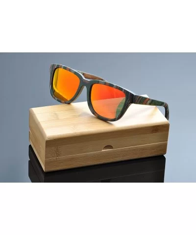 Multicolored Wood Sunglasses Nature Material Red Polarized Sunglases - CD124BPLU6T $45.87 Goggle